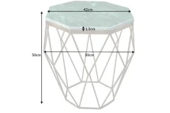 Abstrakter Beistelltisch DIAMOND 50cm grün Marmor messing Metall