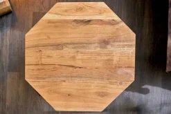 Abstrakter Beistelltisch DIAMOND 50cm natur Akazie Massivholz messing Metallgestell