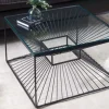 Abstrakter Couchtisch ILLUSION 60cm schwarz Metall Glas handmade modernes Design