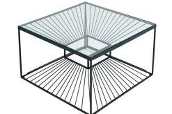 Abstrakter Couchtisch ILLUSION 60cm schwarz Metall Glas handmade modernes Design
