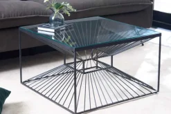 Abstrakter Couchtisch ILLUSION 60cm schwarz Metall Glas handmade modernes Design