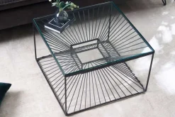Abstrakter Couchtisch ILLUSION 60cm schwarz Metall Glas handmade modernes Design