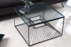 Abstrakter Couchtisch ILLUSION 60cm schwarz Metall Glas handmade modernes Design
