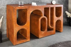 Abstrakter Konsolentisch ART AMBIENTE 120cm kupfer Edelrost-Look Beton Rundbogen-Design