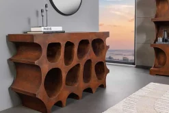 Abstrakter Konsolentisch ART AMBIENTE 120cm kupfer Edelrost-Look Beton