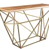 Abstrakter Konsolentisch DIAMOND 120cm natur messing Mangoholz Metallgestell
