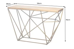 Abstrakter Konsolentisch DIAMOND 120cm natur messing Mangoholz Metallgestell