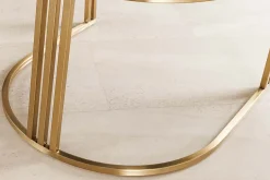 Armlehnen Stuhl EXTRAVAGANCIA dunkelgrün Chenillestoff Metall brushed champagner gold