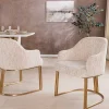 Armlehnen Stuhl EXTRAVAGANCIA beige Chenillestoff brushed champagner gold Metall