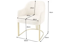 Armlehnen Stuhl EXTRAVAGANCIA beige Chenillestoff brushed champagner gold Metall