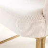 Armlehnen Stuhl EXTRAVAGANCIA beige Cord Metall brushed champagner gold
