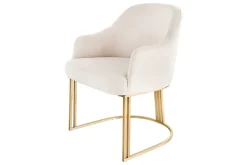 Armlehnen Stuhl EXTRAVAGANCIA beige Cord Metall brushed champagner gold