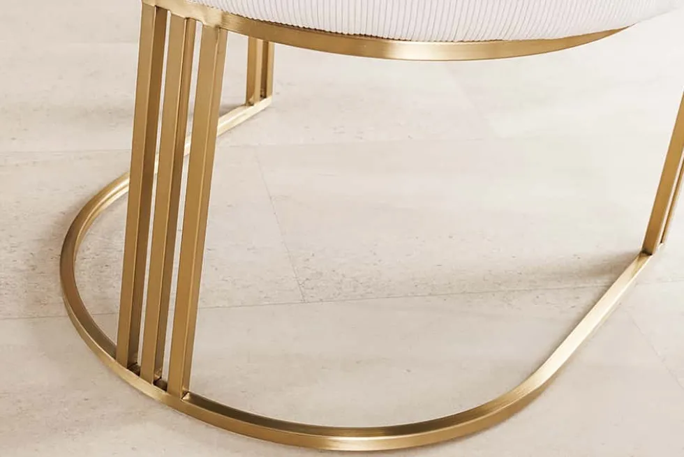 Armlehnen Stuhl EXTRAVAGANCIA beige Cord Metall brushed champagner gold