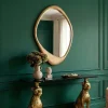 Asymmetrischer Wandspiegel ORGANIC 95cm gold flexibel aufhängbar