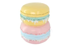 Außergewöhnlicher Beistelltisch MACARONS 50cm gelb rosa Fiberglas rund handmade