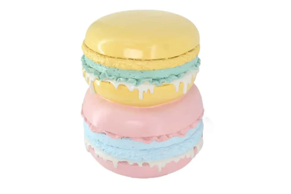 Außergewöhnlicher Beistelltisch MACARONS 50cm gelb rosa Fiberglas rund handmade