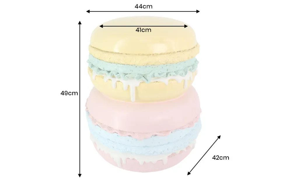 Außergewöhnlicher Beistelltisch MACARONS 50cm gelb rosa Fiberglas rund handmade
