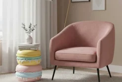 Außergewöhnlicher Beistelltisch MACARONS 50cm gelb rosa Fiberglas rund handmade