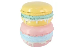 Außergewöhnlicher Beistelltisch MACARONS 50cm gelb rosa Fiberglas rund handmade