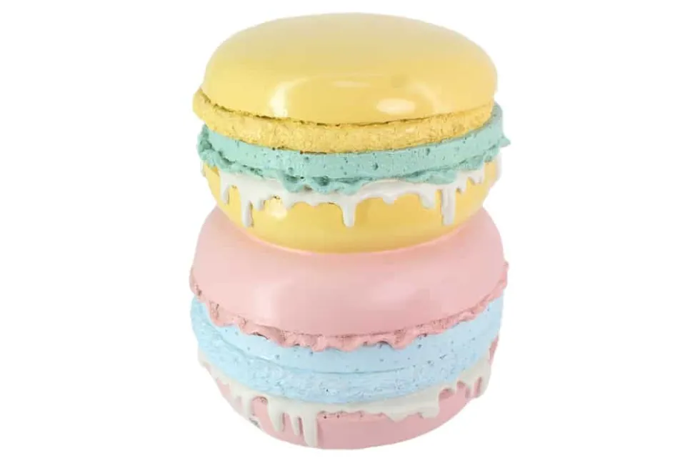 Außergewöhnlicher Beistelltisch MACARONS 50cm gelb rosa Fiberglas rund handmade