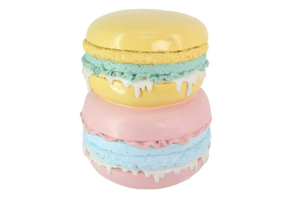 Außergewöhnlicher Beistelltisch MACARONS 50cm gelb rosa Fiberglas rund handmade
