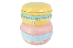 Außergewöhnlicher Beistelltisch MACARONS 50cm gelb rosa Fiberglas rund handmade