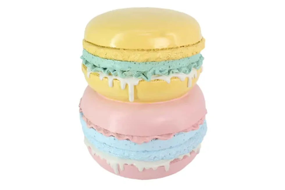 Außergewöhnlicher Beistelltisch MACARONS 50cm gelb rosa Fiberglas rund handmade