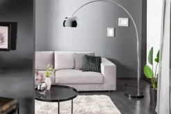 Ausziehbare Bogenlampe LOUNGE DEAL 170-210cm chrom Marmorfuß Stehlampe