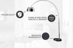 Ausziehbare Bogenlampe LOUNGE DEAL 170-210cm chrom Marmorfuß Stehlampe