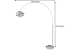 Ausziehbare Bogenlampe LOUNGE DEAL 170-210cm chrom gebürstet Marmorfuß Stehlampe