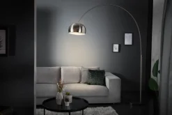 Ausziehbare Bogenlampe LOUNGE DEAL 170-210cm chrom gebürstet Marmorfuß Stehlampe