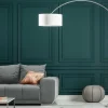 Ausziehbare Bogenlampe LOUNGE DEAL 170-200cm weiß Leinenschirm Stehlampe