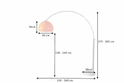 Ausziehbare Bogenlampe LOUNGE DEAL 175-205cm orange Marmorfuß Stehlampe