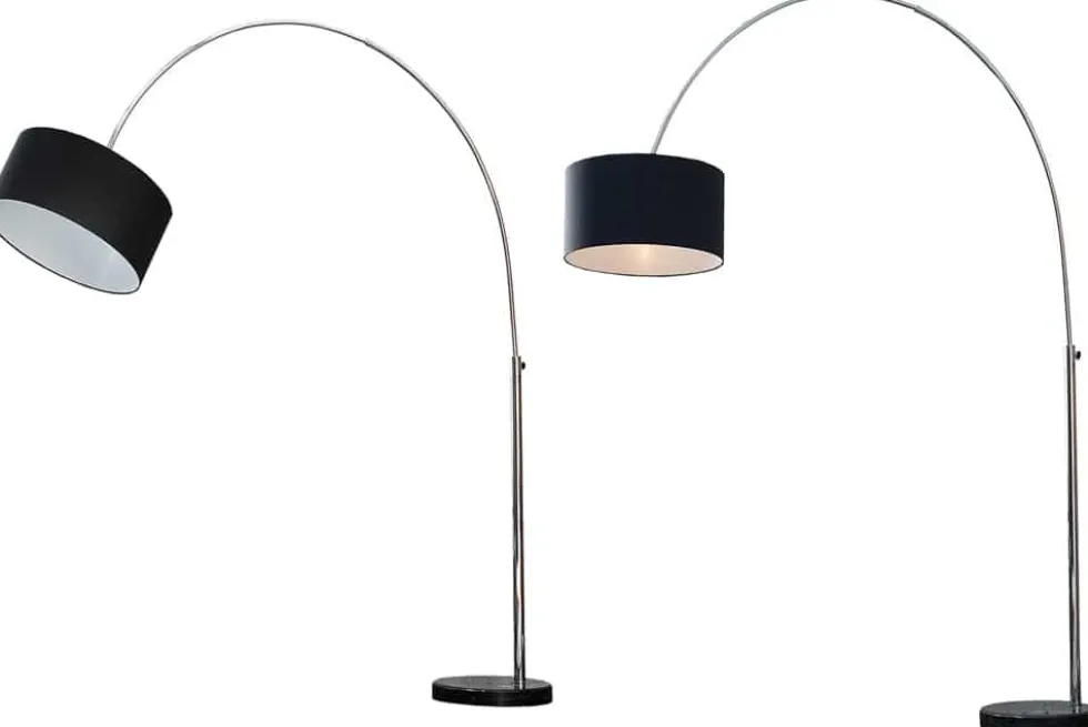 Ausziehbare Bogenlampe LOUNGE DEAL 170-200cm schwarz Leinenschirm Stehlampe
