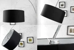 Ausziehbare Bogenlampe LOUNGE DEAL 170-200cm schwarz Leinenschirm Stehlampe