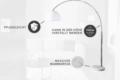 Ausziehbare Bogenlampe LOUNGE DEAL 175-205cm weiß Marmorfuß Stehlampe