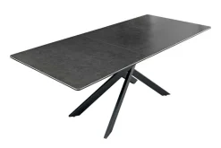 Ausziehbarer Esstisch ALPINE 160-200cm anthrazit Keramik schwarzes Metallgestell