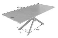 Ausziehbarer Esstisch ALPINE 160-200cm anthrazit Keramik schwarzes Metallgestell