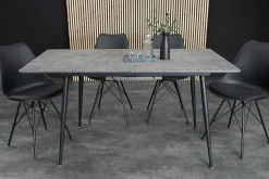 Ausziehbarer Esstisch APARTMENT 120-160cm grau Beton-Design schwarzes Metallgestell