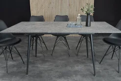 Ausziehbarer Esstisch APARTMENT 120-160cm grau Beton-Design schwarzes Metallgestell