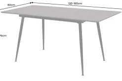 Ausziehbarer Esstisch APARTMENT 120-160cm grau Beton-Design schwarzes Metallgestell