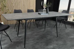 Ausziehbarer Esstisch APARTMENT 120-160cm grau Beton-Design schwarzes Metallgestell