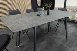 Ausziehbarer Esstisch APARTMENT 120-160cm grau Beton-Design schwarzes Metallgestell