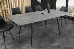 Ausziehbarer Esstisch APARTMENT 120-160cm grau Beton-Design schwarzes Metallgestell