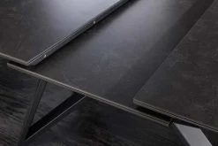 Ausziehbarer Esstisch ATLAS 160-200cm graphit grau Keramik schwarz Metall