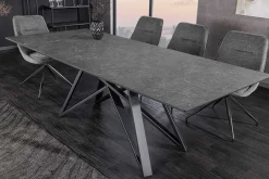 Ausziehbarer Esstisch ATLAS 160-200cm graphit grau Keramik schwarz Metall