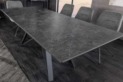 Ausziehbarer Esstisch ATLAS 160-200cm graphit grau Keramik schwarz Metall