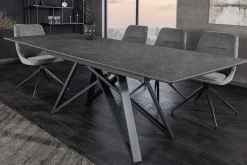 Ausziehbarer Esstisch ATLAS 160-200cm graphit grau Keramik schwarz Metall