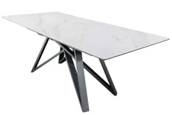 Ausziehbarer Esstisch ATLAS 160-200cm weiß Keramik schwarz Metall