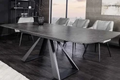 Ausziehbarer Esstisch CONCORD 180-230cm graphit grau Keramik schwarz Metall